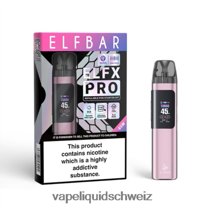 ELFBAR ELFX Pro Öffnen Sie das POD -Gerät Rosa 4L6F024 Vape Ohne Nikotin