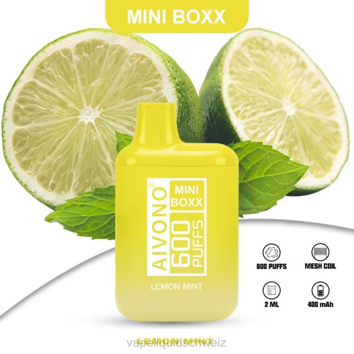 E-Liquid Schweiz - Aivono AIM MINI BOXX 600 Zitronenminze VN8T233
