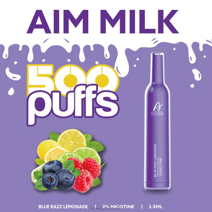 Vape Ohne Nikotin - Aivono AIM MILK 500 Blue Razz Limonade VN8T264
