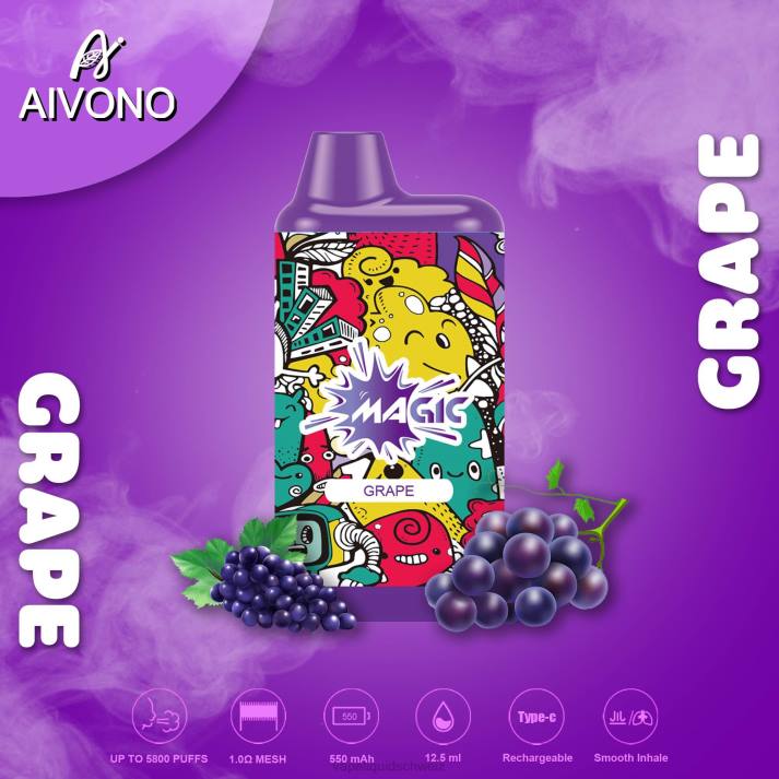 Vape Liquid - Aivono AIM MAGIC 5800 Mundbox-Zigarette Traube VN8T92