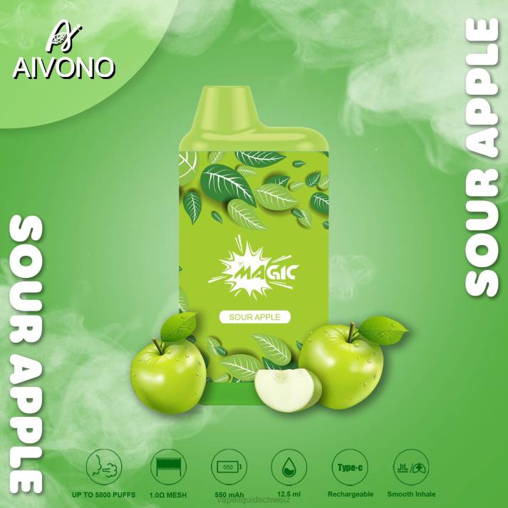 Vape Liquid - Aivono AIM MAGIC 5800 Mundbox-Zigarette saurer Apfel VN8T87