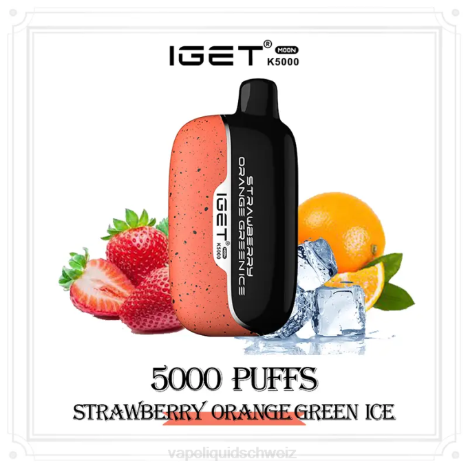 Vape Liquid - IGET Moon k5000 Erdbeer-Orange-Grün-Eis H20612