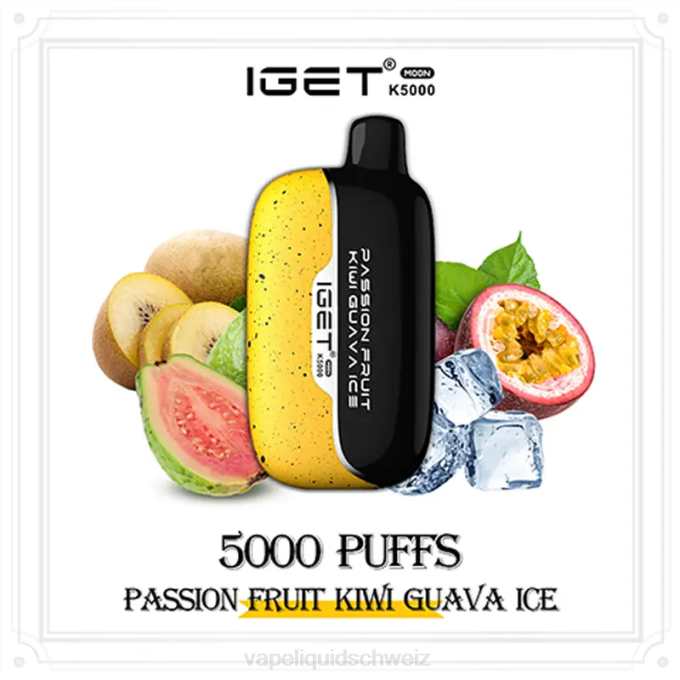Vape Liquid - IGET Moon k5000 Passionsfrucht-Kiwi-Guaven-Eis H2062