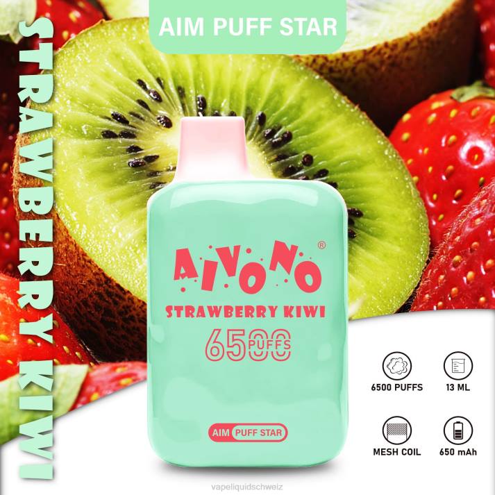 Vape Ohne Nikotin - Aivono AIM PUFF STAR 6500 Erdbeer-Kiwi VN8T294