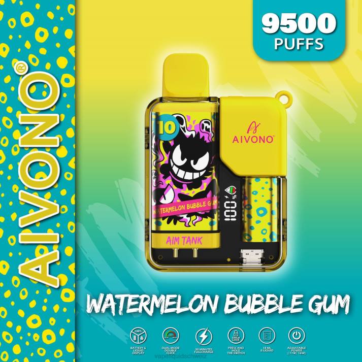 Vape Ohne Nikotin - Aivono AIM TANK 9500 Wassermelonen-Kaugummi VN8T44