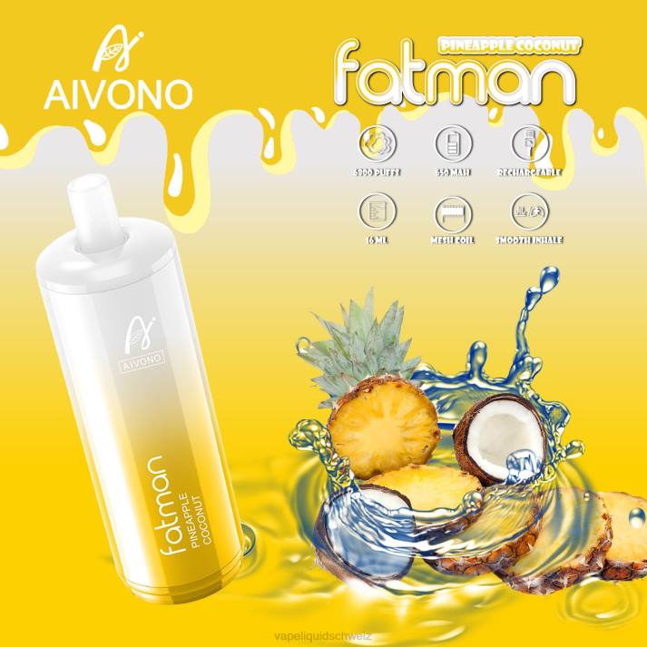 Vape Ohne Nikotin - Aivono FATMAN 6800 Ananas-Kokosnuss VN8T29