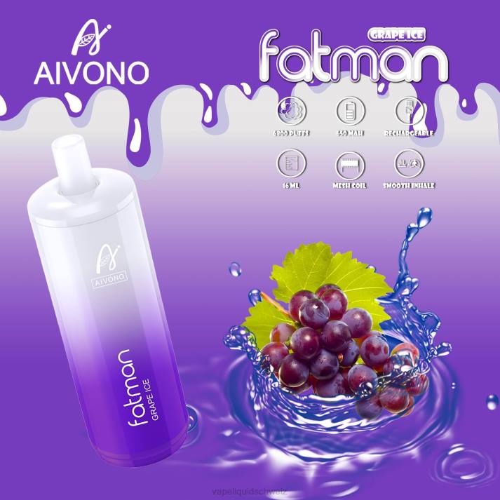 Vape Ohne Nikotin - Aivono FATMAN 6800 Traubeneis VN8T24