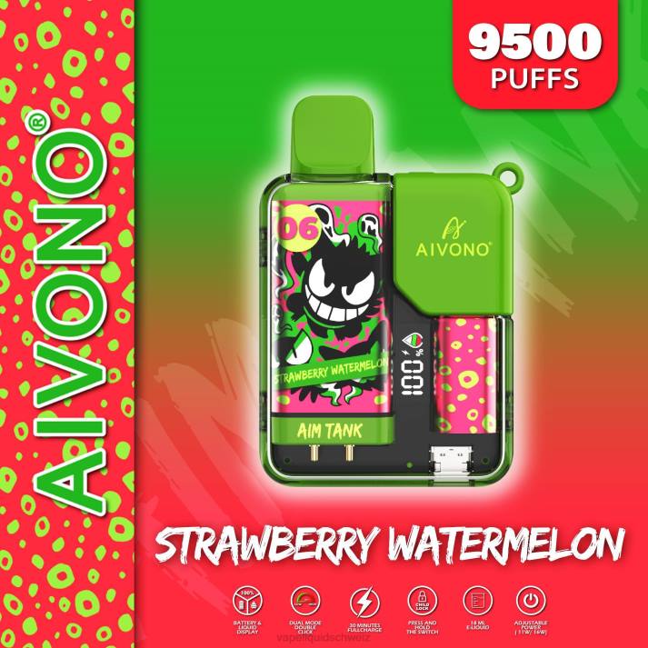 Vape Schweiz - Aivono AIM TANK 9500 Erdbeerwassermelone VN8T46
