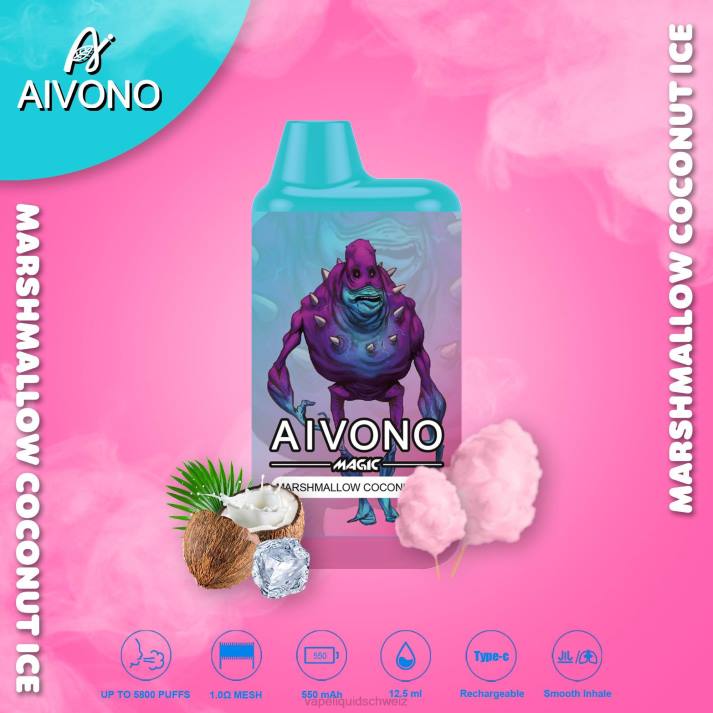 Vape Shop Zürich - Aivono AIM MAGIC 5800 Mundbox-Zigarette Marshmallow-Kokos-Eis VN8T95