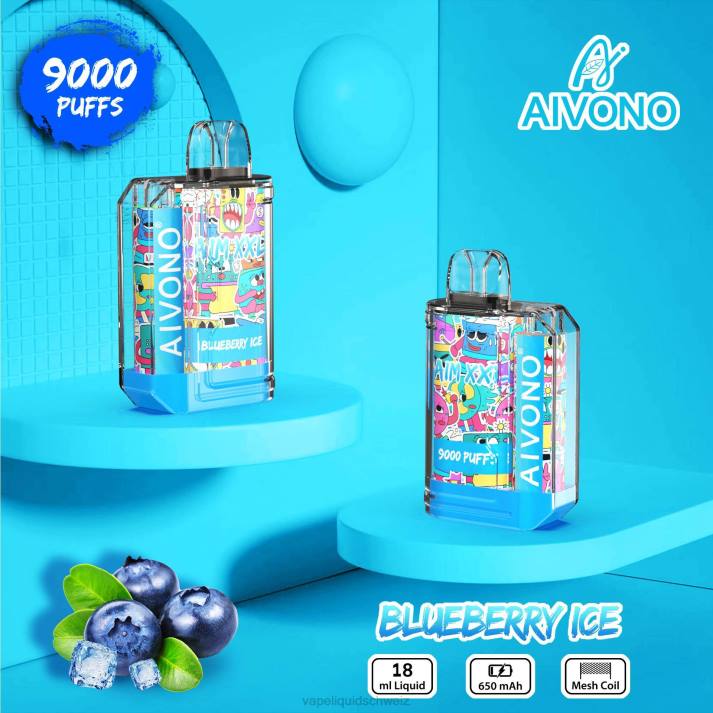 Vape Shop Zürich - Aivono AIM XXL 9000 Mundaufkleber transparent Blaubeereis VN8T50