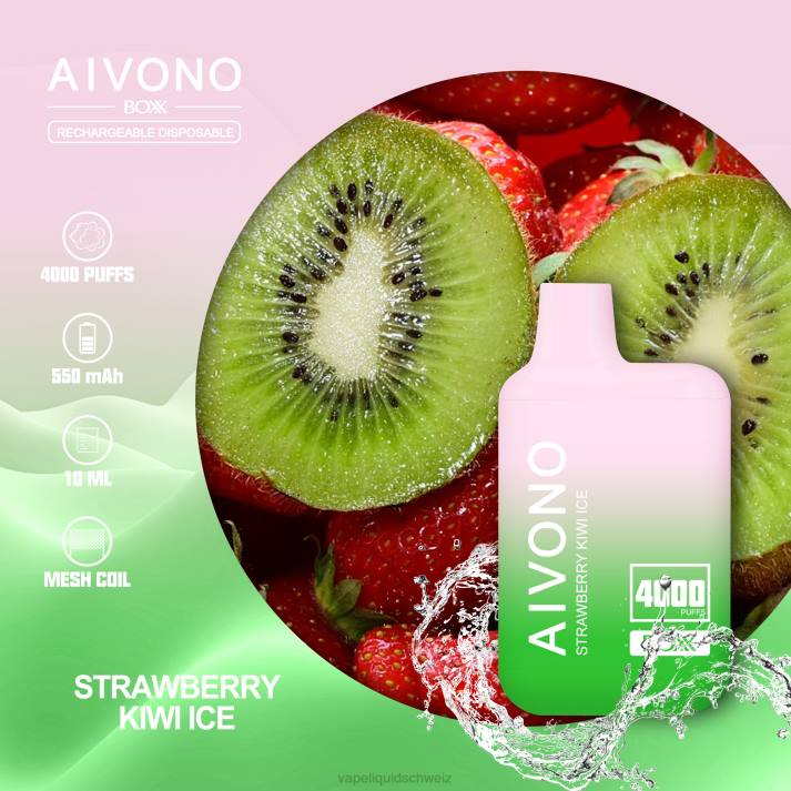 Vape Ohne Nikotin - Aivono AIM BOXX 4000 Erdbeer-Kiwi-Eis VN8T229
