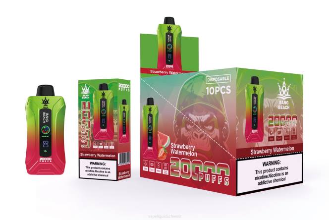 E-Liquid Schweiz - Bang Beach 20000 Züge Smart Screen Vape Erdbeerwassermelone 0VPV3