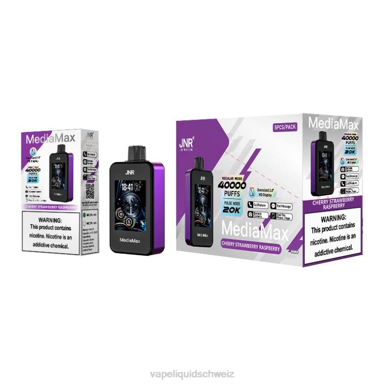 JNR MediaMax 40.000 Puff RJ6814 Kirsche Erdbeere Himbeere vape liquid e-liquid schweiz