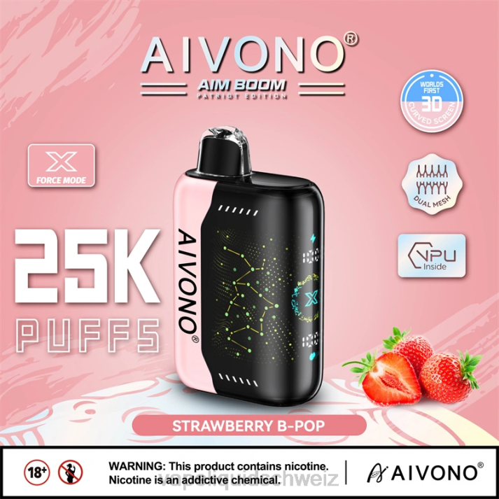 Vape Liquid - Aivono AIM BOOM 25000 Erdbeer-B-Pop VN8T352