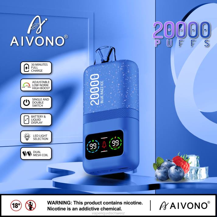 Vape Ohne Nikotin - Aivono AIM magic 20000 blaues Razz-Eis VN8T79