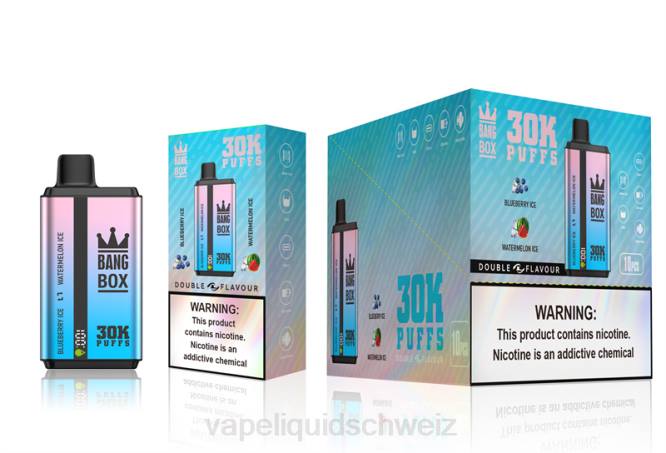 Vape Ohne Nikotin - Bang Box 30.000 Züge, zwei Geschmacksrichtungen Blaubeereis und Wassermeloneneis 0VPV69