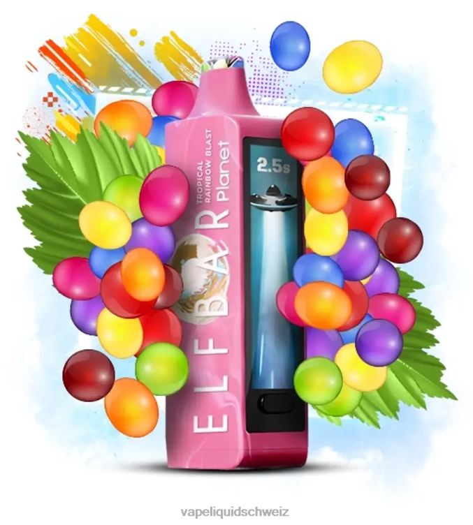 Vape Ohne Nikotin - Elf Bar Planet 25000 tropische Regenbogenexplosion 2RP6429
