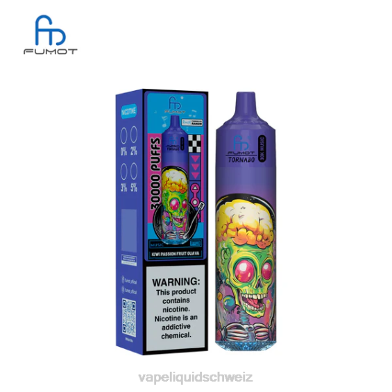 Vape Ohne Nikotin - Fumot Tornado 30.000 Musik Kiwi, Passionsfrucht, Guave XD6814