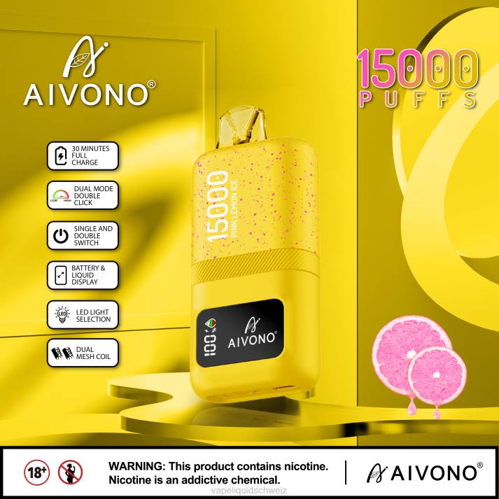 Vape Schweiz - Aivono AIM magic 15000 rosa Zitroneneis VN8T61