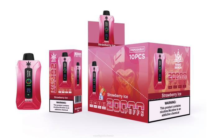 Vape Schweiz - Bang Beach 20000 Züge Smart Screen Vape Erdbeereis 0VPV6