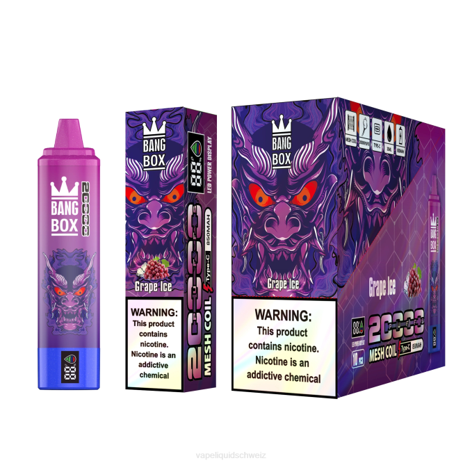 Vape Schweiz - Bang Box 20.000 Züge intelligenter Bildschirm Traubeneis 0VPV61
