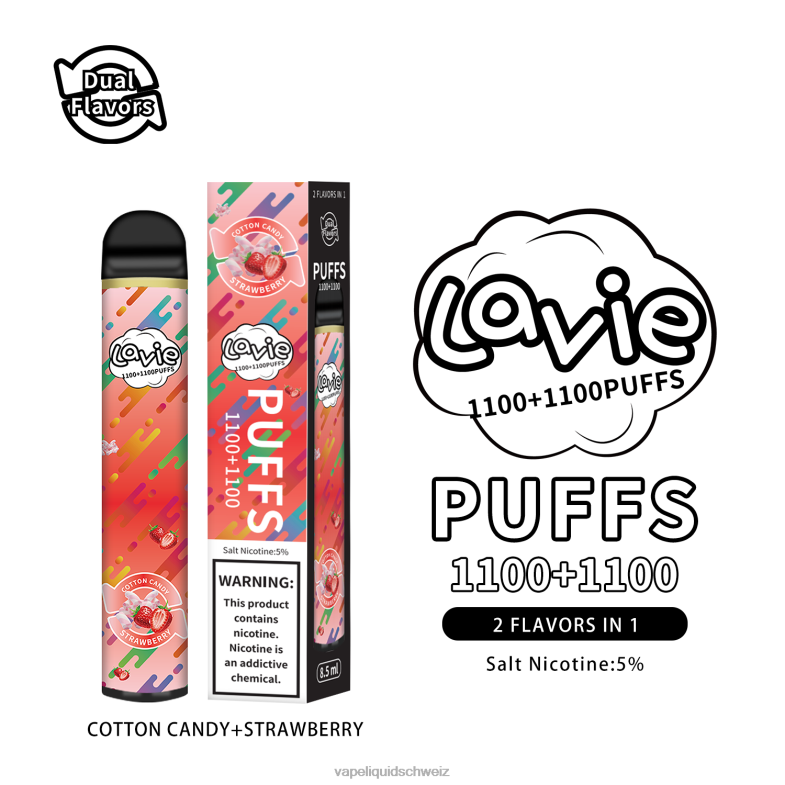 E-Liquid Schweiz - LAVIE BAR Switch 2200 Züge Zuckerwatte/Erdbeere 6626B293