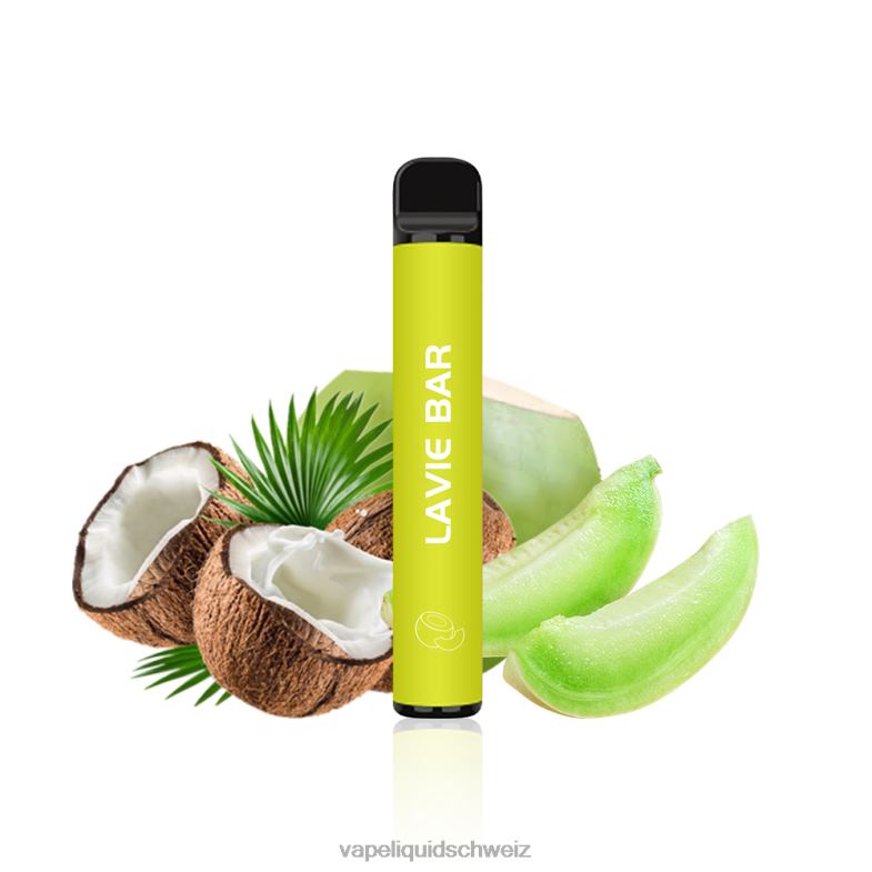 Vape Ohne Nikotin - LAVIE BAR 2% Version 800 Züge Melone Kokos 6626B324