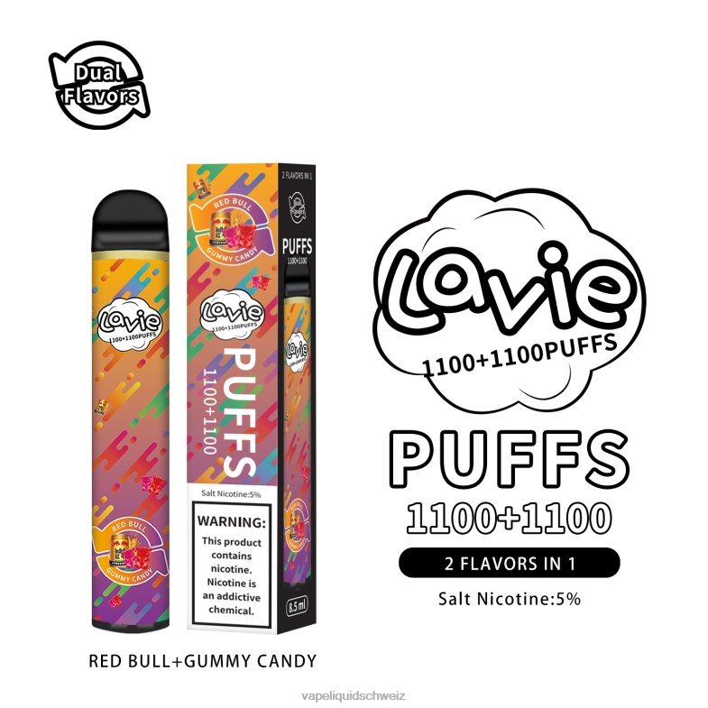 Vape Ohne Nikotin - LAVIE BAR Switch 2200 Züge Red Bull/Gummibonbons 6626B299