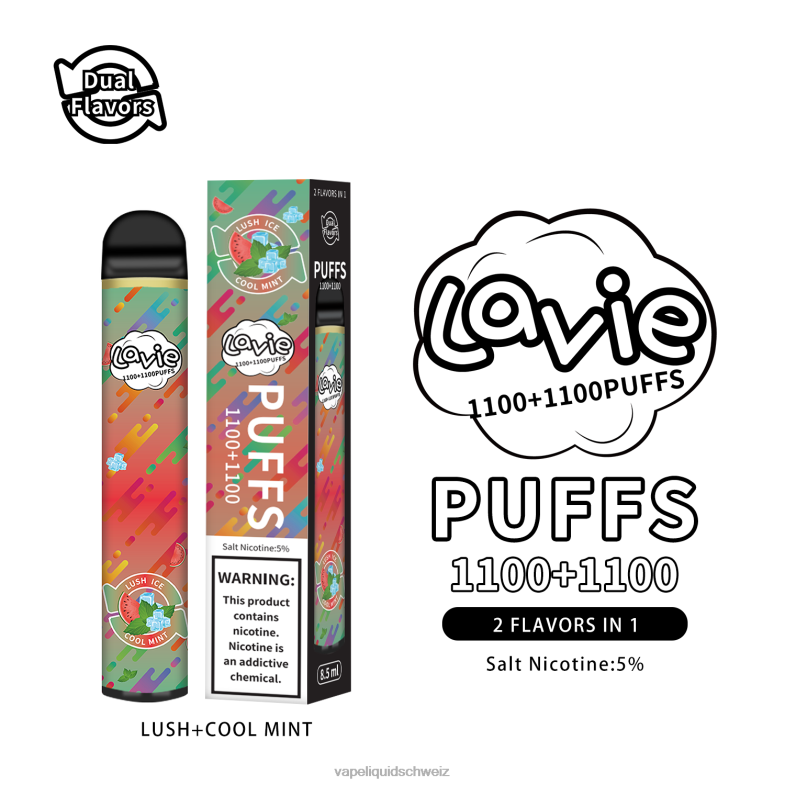 Vape Ohne Nikotin - LAVIE BAR Switch 2200 Züge üppige/kühle Minze 6626B294