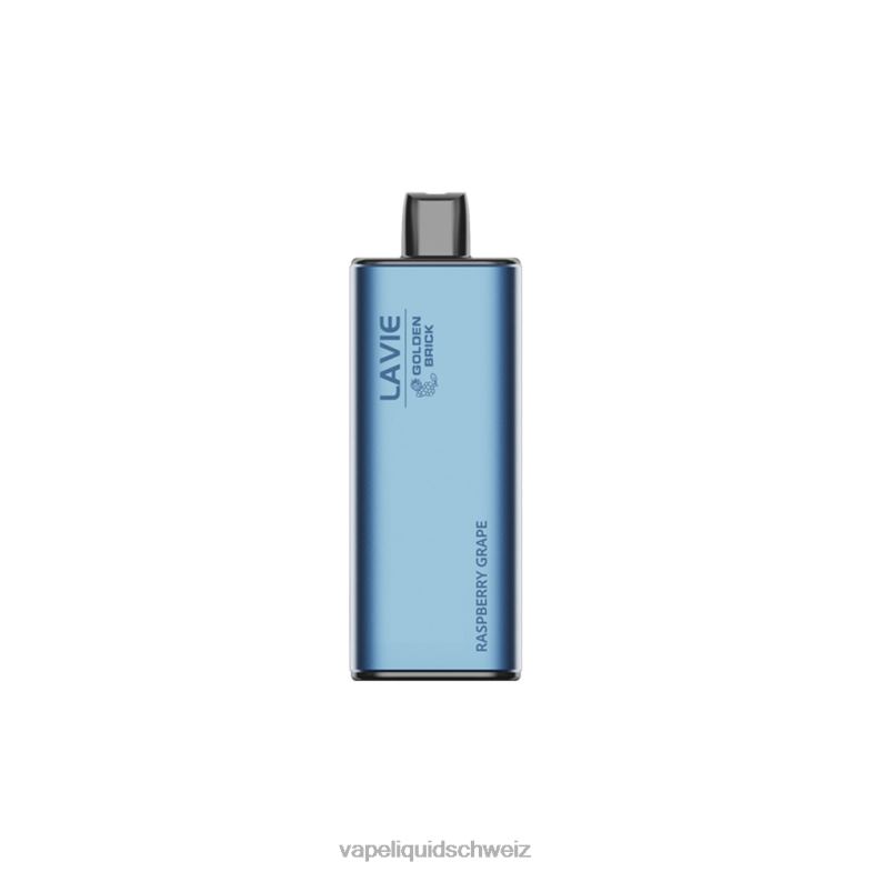 Vape Ohne Nikotin - LAVIE GOLDEN BRICK 10000 Züge Himbeertraube 6626B64