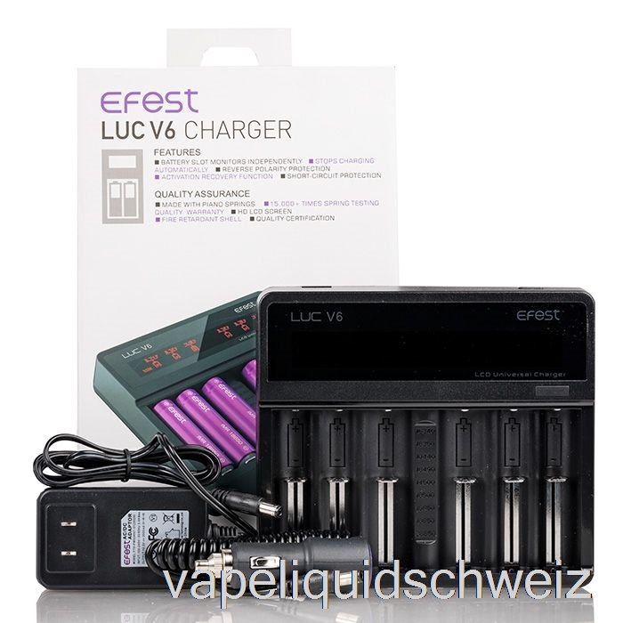 Efest Luc V6 6-Bay LCD Universal Ladegerät Vape Schweiz