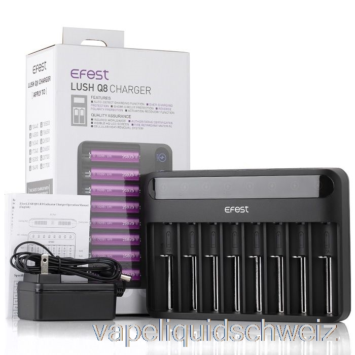 Efest Lush Q8 8 Bay Intelligentes Batterieladegerät Vape Liquid E-Liquid Schweiz