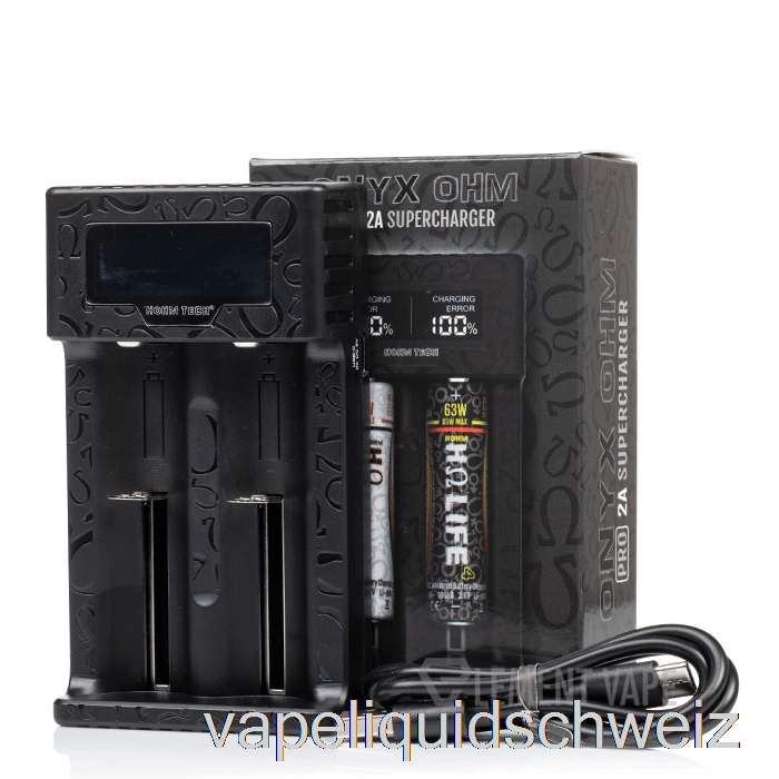 Hohm Tech Onyx Ohm 2A Matrix Display Ladegerät 2-Bay Ladegerät Vape Schweiz