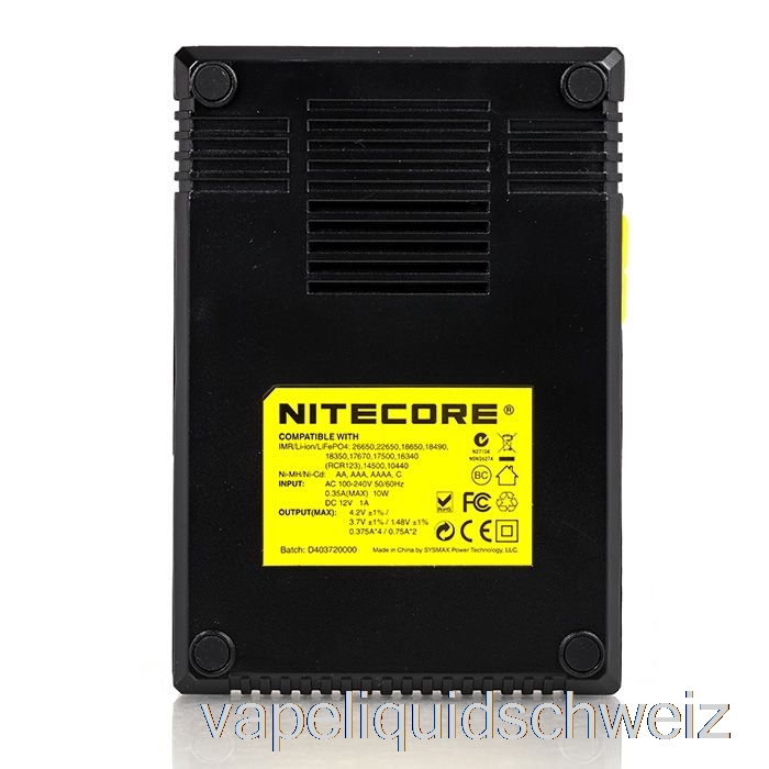 Nitecore D4 Akkuladegerät (4-Schacht) Vape Liquid E-Liquid Schweiz